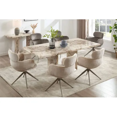Mocha Gloss Marble 2m Large Rectangular Dining Table