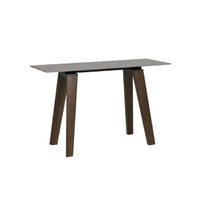 Latte Walnut Sintered Stone Top Console Table Walnut Legs