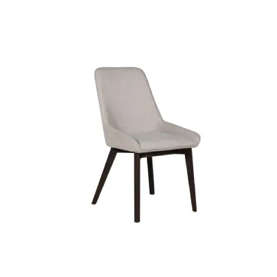 Natural Fabric Padded Dining Chair with Wooden Legs