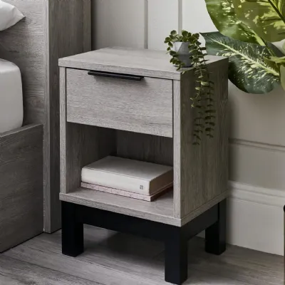 Bali 1 Drawer Bedside Grey Oak