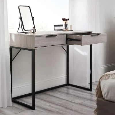Bali 2 Drawer Dressing Table Desk Grey Oak