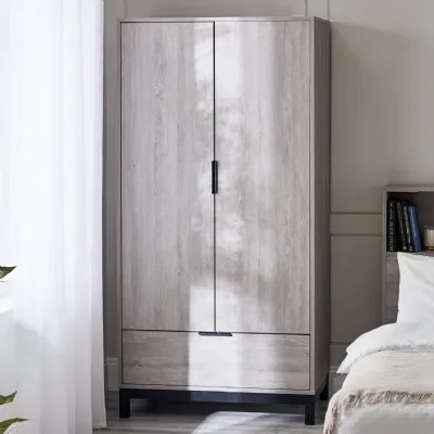 Bali 2 Door 1 Drawer Wardrobe Grey Oak