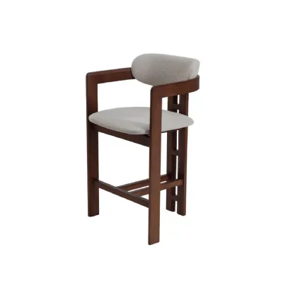 ALUXO Clara Walnut Barstool in Oatmeal Boucle Default Title