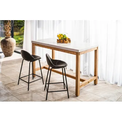 Modern Brown Vegan Leather Curved Counter Stool with Steel Base