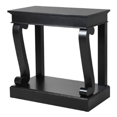 Black Fayence Scroll Leg Console Table