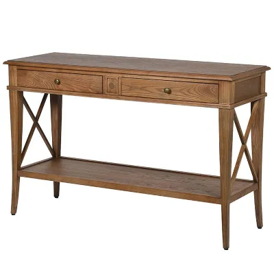 Oak Cross Console Table