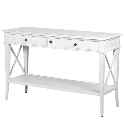 White Cross Console Table