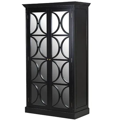 City Chic Black Double 2 Door Geometric Mirrored Wardrobe