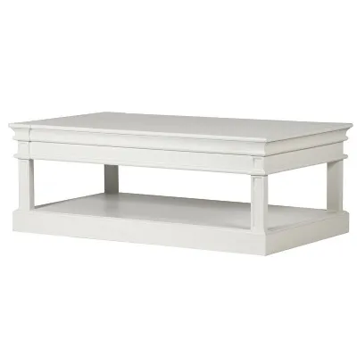 White Coffee Table With Shelf Base