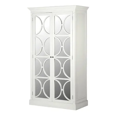 Modern White Painted Mirrored 2 Door Double Wardrobe