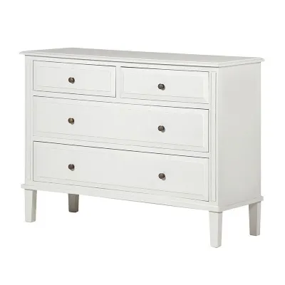 White Painted Traditional 2 Over 2 4 Drawer Chest Of Drawers