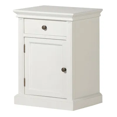 Modern White Painted 1 Drawer 1 Door Pot Cupboard Bedside