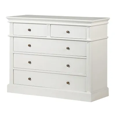 Modern City Chic White Painted Chest of 5 Drawers