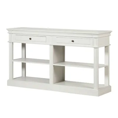 White Painted Traditional 2 Drawer Buffet Shelf Sideboard Unit