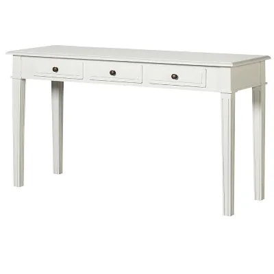 White Painted 3 Drawer Hall Console Table With Fluted Legs
