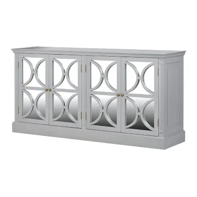 Modern Grey 4 Door Mirrored Sideboard