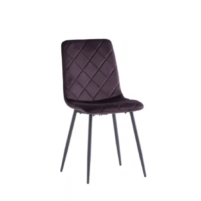 Purple Velvet Dining Chair Curved Diamond Stitched Back