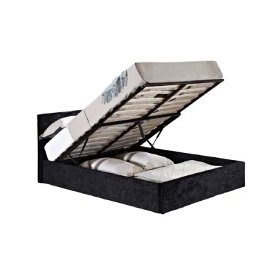 90cm Berlin Fabric Ottoman Bed Black Crushed Velvet