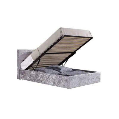 90cm Berlin Fabric Ottoman Bed Steel Crushed Velvet