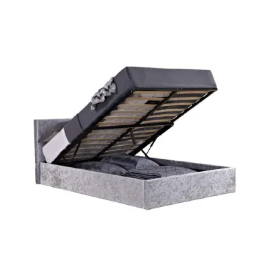 135cm Berlin Fabric Ottoman Bed Steel Crushed Velvet