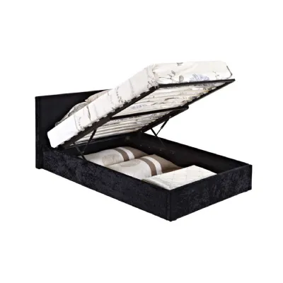 120cm Berlin Fabric Ottoman Bed Black Crushed Velvet