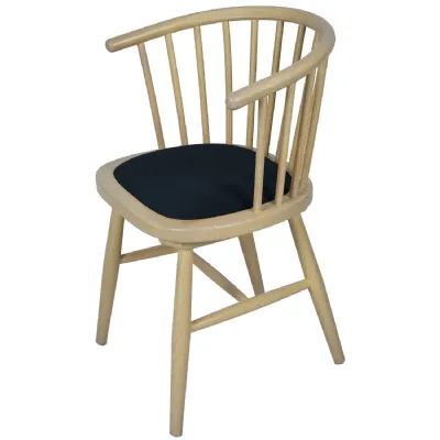 UPHOLSTERED DINING CARVER CHAIR DARK GREY PAD