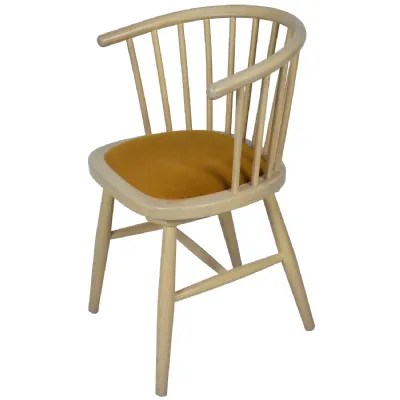 UPHOLSTERED DINING CARVER CHAIR MUSTARD PAD