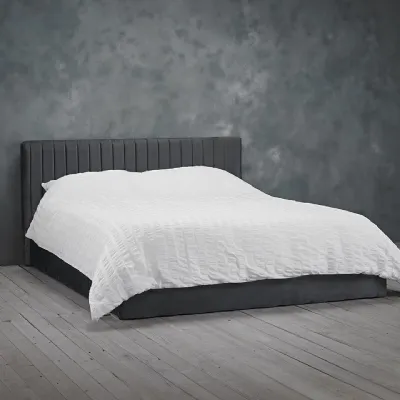 Silver Grey Velvet Upholstered 4ft6 Double Ottoman Bed with Headboard