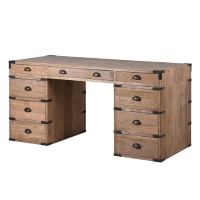 Reclaimed Oak 9 Drawer Desk