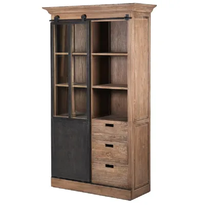 Elm And Iron Sliding Door Cabinet