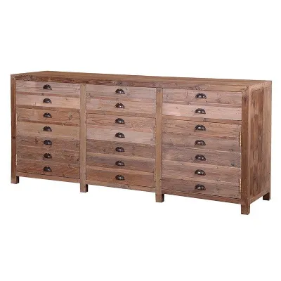 Large Rustic Pine 3 Doors 3 Drawers Sideboard Unit Fake Drawer Fronts