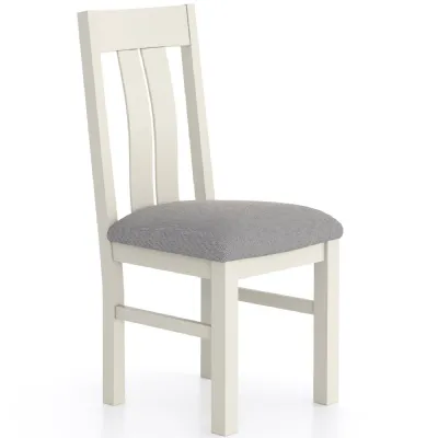 Farmhouse Style Grey Painted Finish Dining Chair with Upholstered Seat