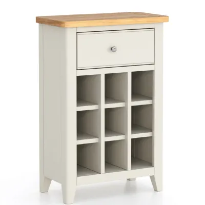 Modern Grey Painted Solid Wood Oak Top Wine Cabinet with Drawer