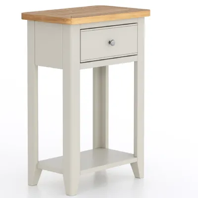 Modern Grey Painted Oak Top Telephone Table with Drawer and Shelf