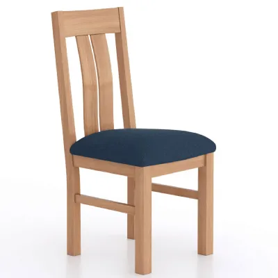 Farmhouse Style Solid Oak Dining Chair with Upholstered Seat