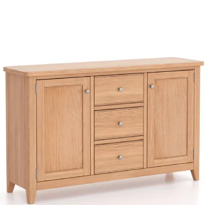 Modern Oak 2 Door 3 Drawer Sideboard with Soft Rounded Detailing