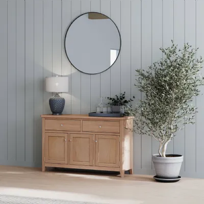 Traditional Style Natural Solid Oak 3 Door 2 Drawer Large Sideboard