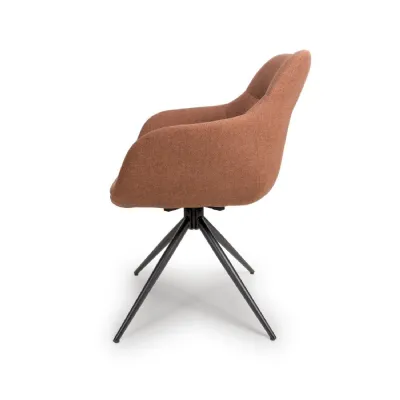 Red Easy Clean Fabric Carver Swivel Dining Chair Black Legs