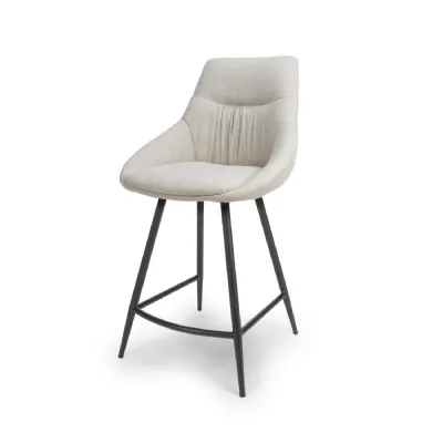 Natural Fabric Counter Bar Stool Chair Black Matt Legs