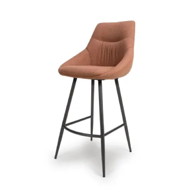 Brick Red Easy Clean Fabric Carver Bar Stool Chair Black Legs