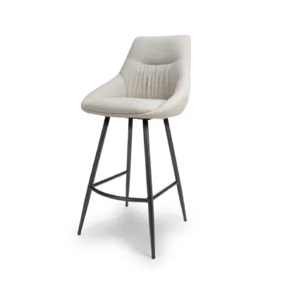 Natural Fabric Bar Chair with Black Metal legs