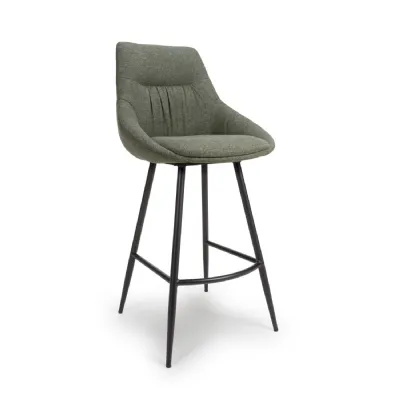 Green Fabric Bar Chair with Black Metal Legs
