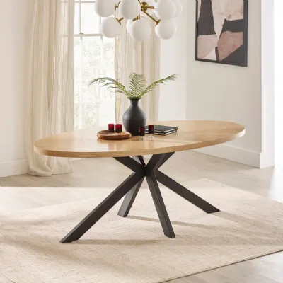 Bondi Oak Effect Oval 4 6 Seater Dining Table