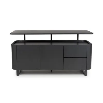 Black Ash Wooden Wide Sideboard with 2 Doors 2 Drawers