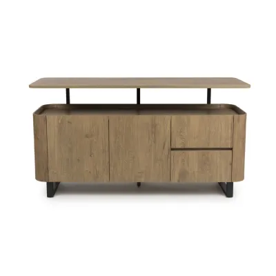 Rustic Oak Wooden Wide Sideboard with 2 Doors 2 Drawers