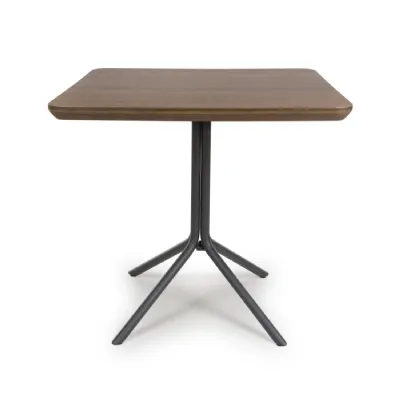 Smoked Oak Wooden Small Square 80cm Dining Table 4 Seat