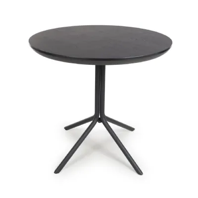 Black Wooden Small Round 80cm Dining Table 4 Seat