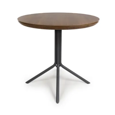 Smoked Oak Wooden Small Round 80cm Dining Table 4 Seat