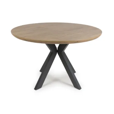 Rustic Oak Wooden Small Dining Table 120cm Round 4 Seater
