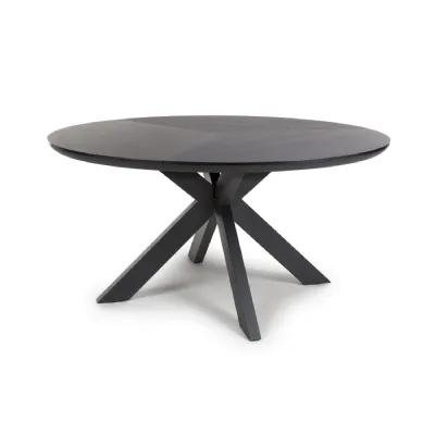 Black Wooden Top Large Round 150cm Dining Table